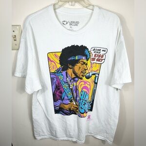 JIMI HENDRIX‎ T Shirt Men’s XL Liquid Blue KISS THE SKY AUTHENTIC HENDRIX